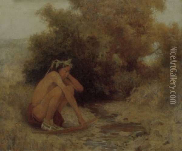 The Novice By The Brook Oil Painting - Eanger Irving Couse