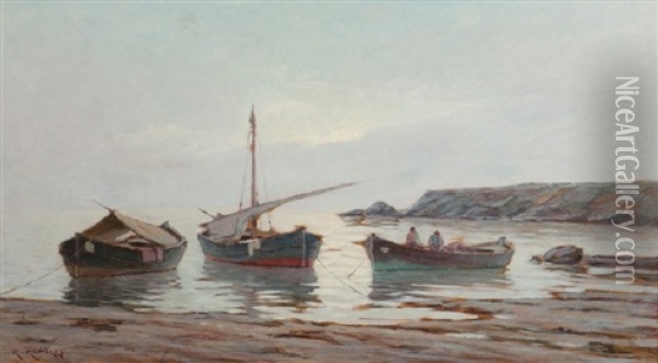 Barche Di Pescatori Oil Painting - Renuccio Renucci
