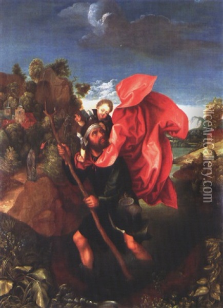 Der Heilige Christopherus Oil Painting - Cornelis van Cleve