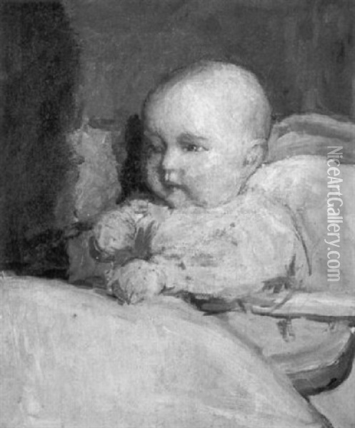 Portrait Of Baby Oil Painting - Max Bohm