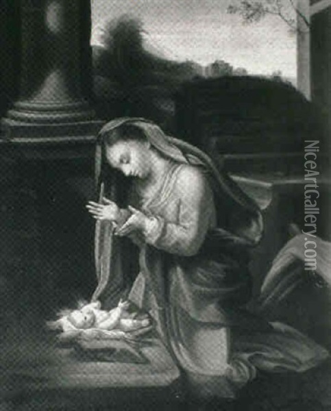The Madonna Adoring The Christ Child Oil Painting -  Correggio