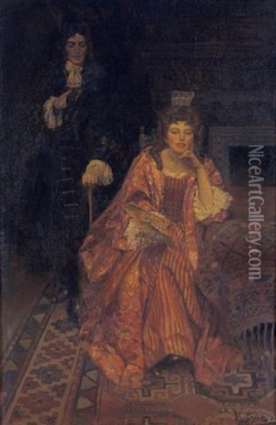 Beatrix And Esmond Oil Painting - Howard Pyle