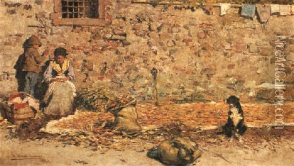 The Preparation Of The Corn Oil Painting - Mariano Barbasan Lagueruela