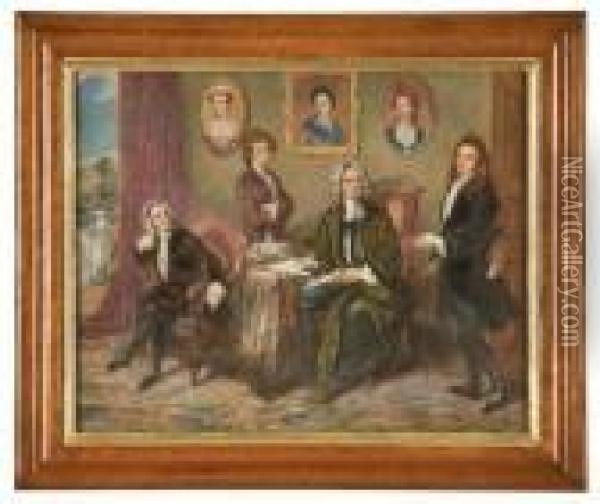 Jonathan Swift With Pope And Other Friends. Oil Painting - Eliza Sharpe