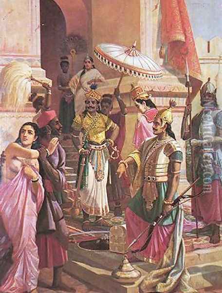 Victory of Meghanada Oil Painting - Raja Ravi Varma