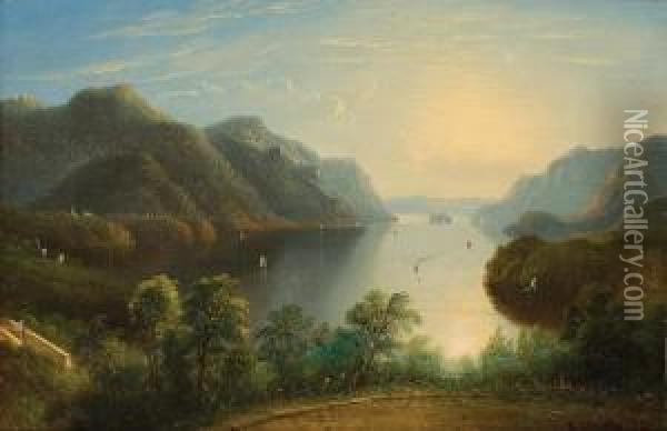 View On The Hudson Oil Painting - Edmund C. Coates