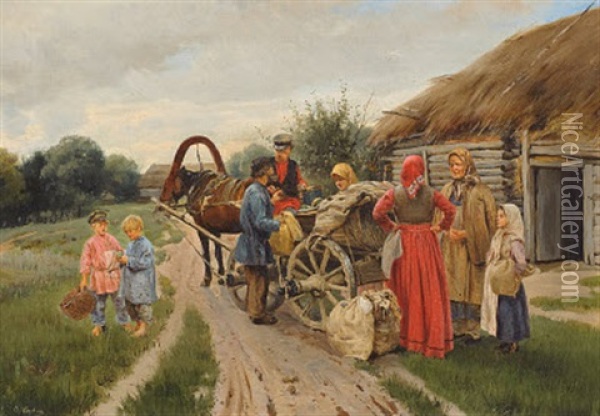 Der Pferdewagen Oil Painting - Petr Ivanovic Korovin