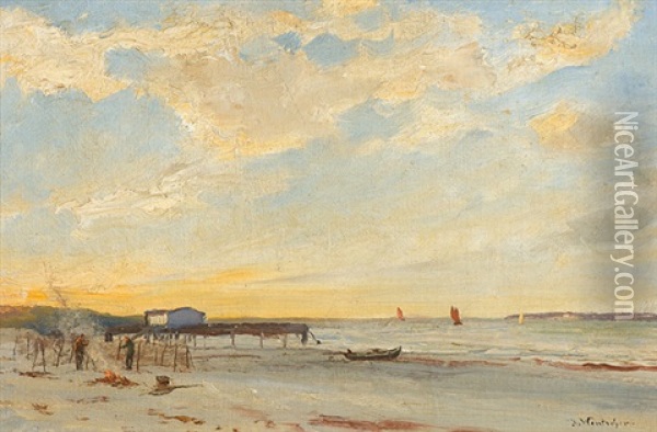 Am Strand Oil Painting - Julius Wentscher