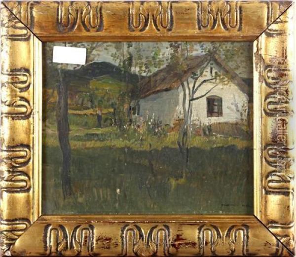 Cottage By A Meadow Oil Painting - Bela Dery