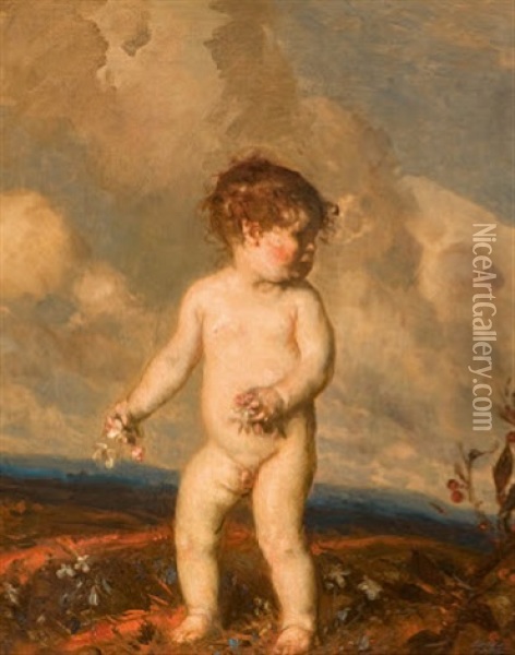 Bluten Streuender Putto Oil Painting - Carl von Marr