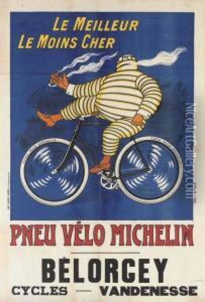 Pneu Velo Michelin Oil Painting - Marius Rossillon O'Galop
