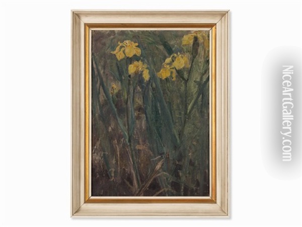 Yellow Irises Oil Painting - Ludwig Von Hofmann