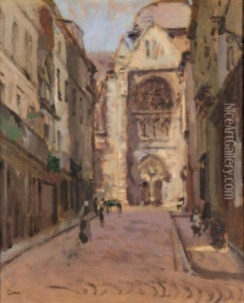 La Rue Pecquet, Dieppe Oil Painting - Walter Sickert