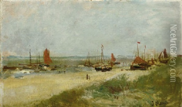 Bromschuiten On The Beach Oil Painting - Jacob Henricus Maris