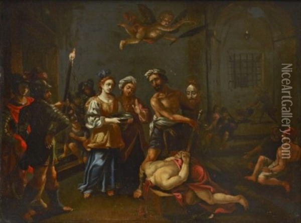 Salome Och Johannes Doparen Oil Painting - Francesco del Cairo