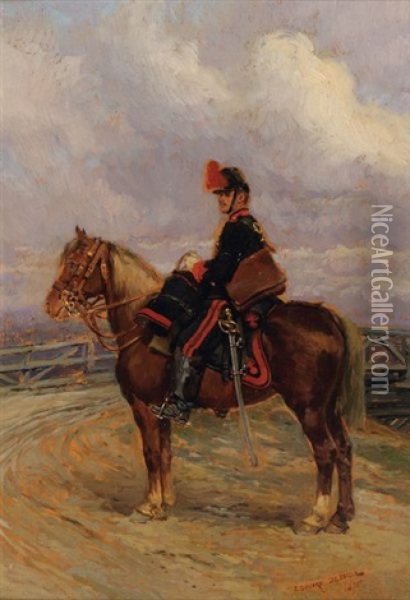 Militaire A Cheval Oil Painting - Edouard Jean Baptiste Detaille