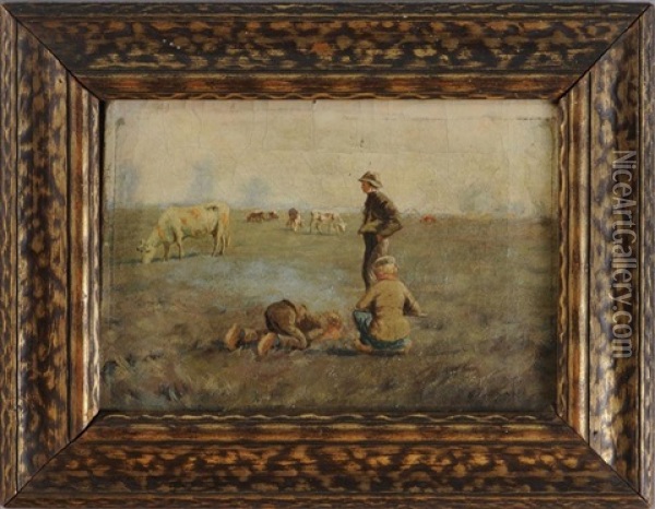 Keeping Warm In The Fields Oil Painting - Samuel S. Carr