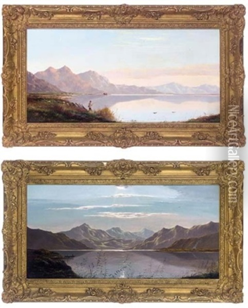 Highland By Day (+ Highland By Night; Pair) Oil Painting - Charles Leslie