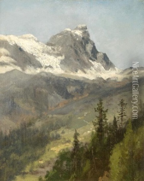 Mountain Peaks Study Oil Painting - Hermann Herzog