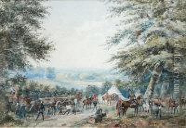 Encampment Oil Painting - Martha De Saumarez