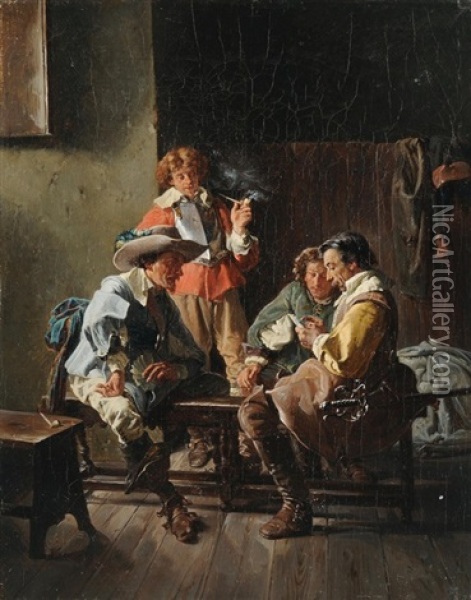 Kartenspiel - La Partie Perdue Oil Painting - Ernest Meissonier