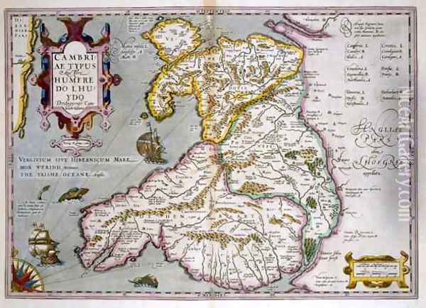 Map of Wales Oil Painting - Jodocus Hondius