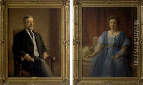 Portrait Of The Honorable George F. Baer (+ Portrait Of Mrs. George F. Baer; Pair) Oil Painting - John Colin Forbes