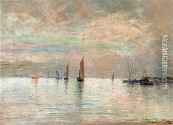Paysage Maritime, Le Havre Oil Painting - Maurice Francois Auguste Courant