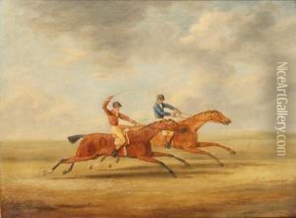 A Horse Race Oil Painting - Francis Calcraft Turner