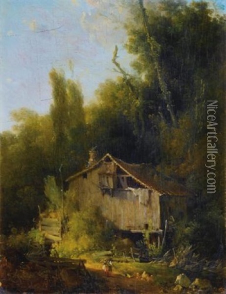 Le Vieux Moulin Oil Painting - Louis Gabriel Moreau the Elder