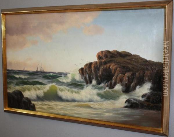 Marina Oil Painting - Carl Johan Neumann