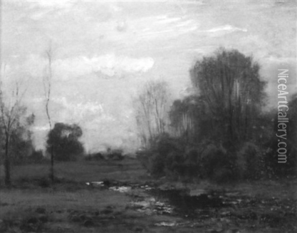 Open Landscape With A Running Stream Oil Painting - Arthur Parton