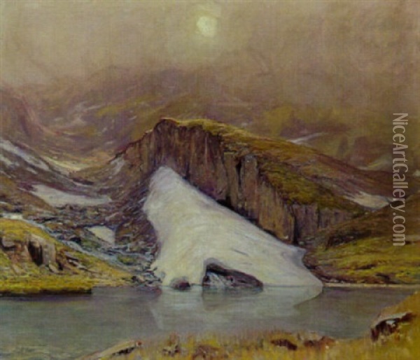Les Brumes A Ryffelberg, Zermatt Oil Painting - Albert Henri John Gos