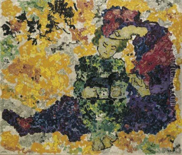 Maria Mit Den Knaben Jesu Oil Painting - Augusto Giacometti