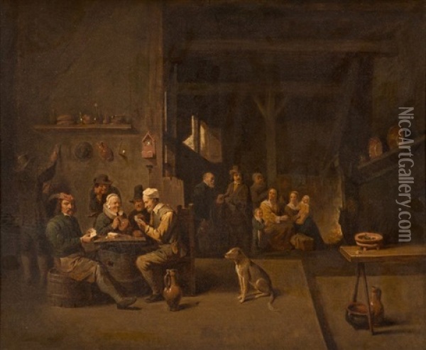 Les Joueurs De Cartes Dans Un Interieur Oil Painting - David Teniers Iv