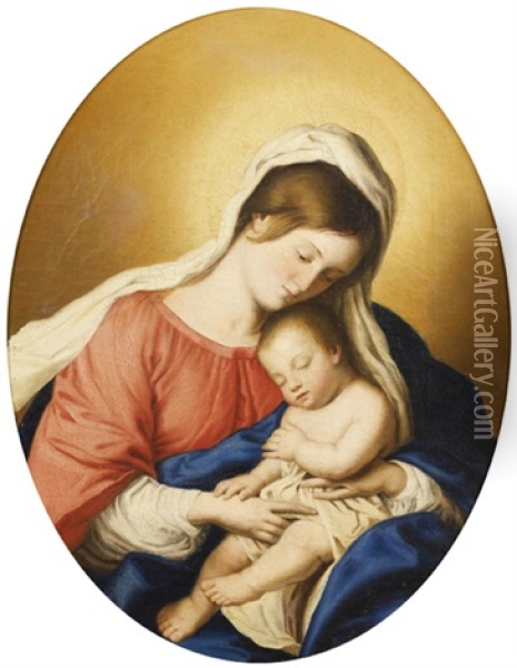 Vierge A L'enfant Oil Painting - Giovanni Battista Salvi (Il Sassoferrato)