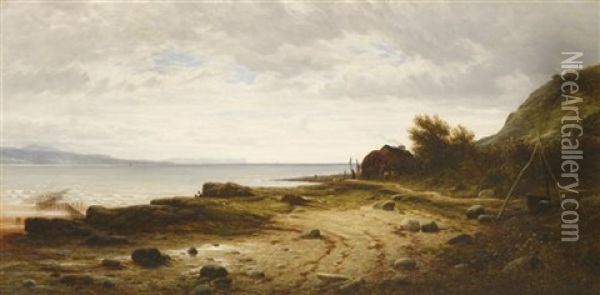 A Coastal Landscape With A Fisherman's Bothy Oil Painting - Waller Hugh Paton