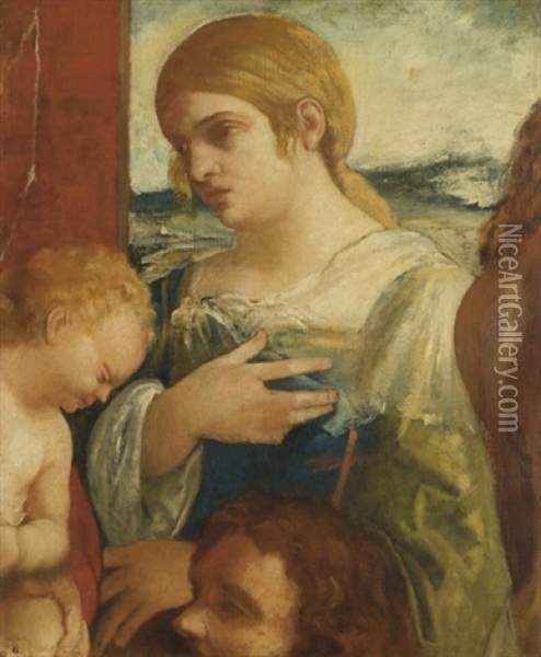 La Sainte Famille (copy After Sebastiano Del Piombo) Oil Painting - Edgar Degas