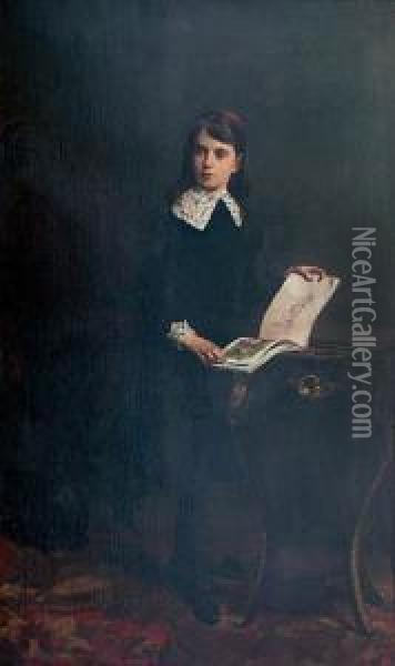 Portret Dziewczynki Oil Painting - Kazimierz Alchimowicz