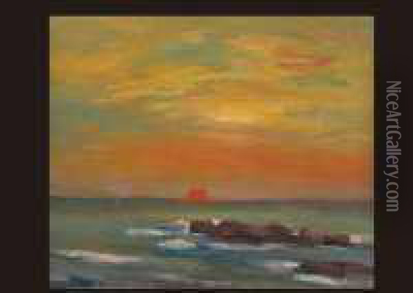 Sunrise In The Pacific Ocean Oil Painting - Minami Kunzo