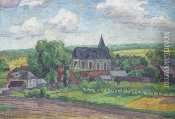 Landscape With A Church Oil Painting - Jean Misceslas Peske