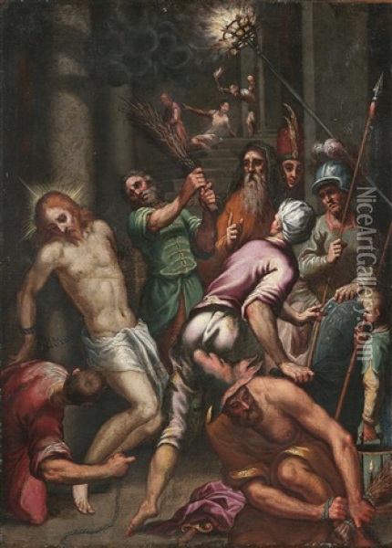 Geiselung Christi Oil Painting - Jacopo Palma il Giovane