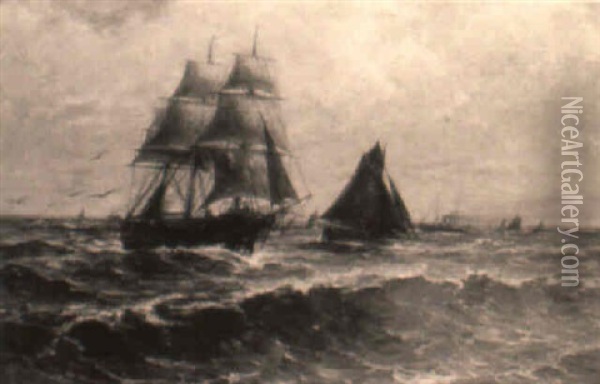 Segelschiff Und Fischerboote In Der Elbmundung Oil Painting - Elizabeth Reuter