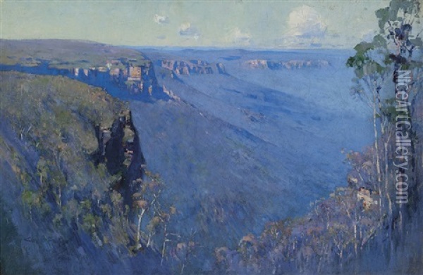 Leure, Blue Mountains Oil Painting - Gerald Fitzgerald