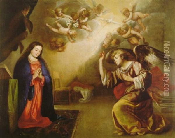 Anunciacion Oil Painting - Alonso del (il Sordillo) Arco