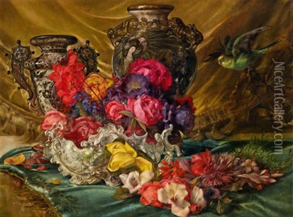 Blumenstillleben Mit Chinesischen Vasen Oil Painting - Alice Michaelis