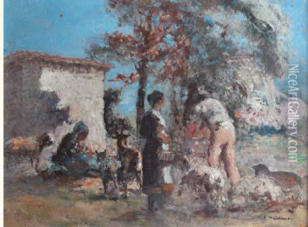 Repos Sous Les Ombrages Oil Painting - Fernand Maillaud