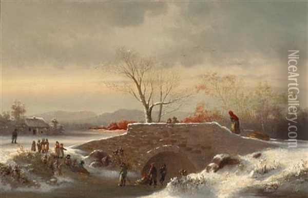 A Winter's Day Oil Painting - Cornelius David Krieghoff