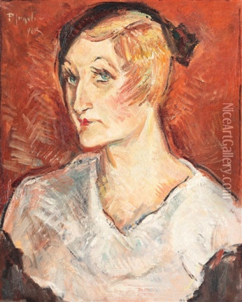 Portrait Of Florentina Ciricleanu, Actress Oil Painting - Petre Iorgulescu Yor