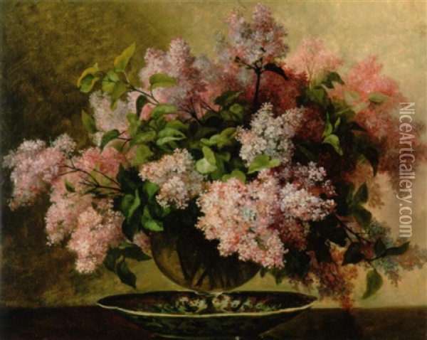 Lilacs Oil Painting - Jean Capeinick